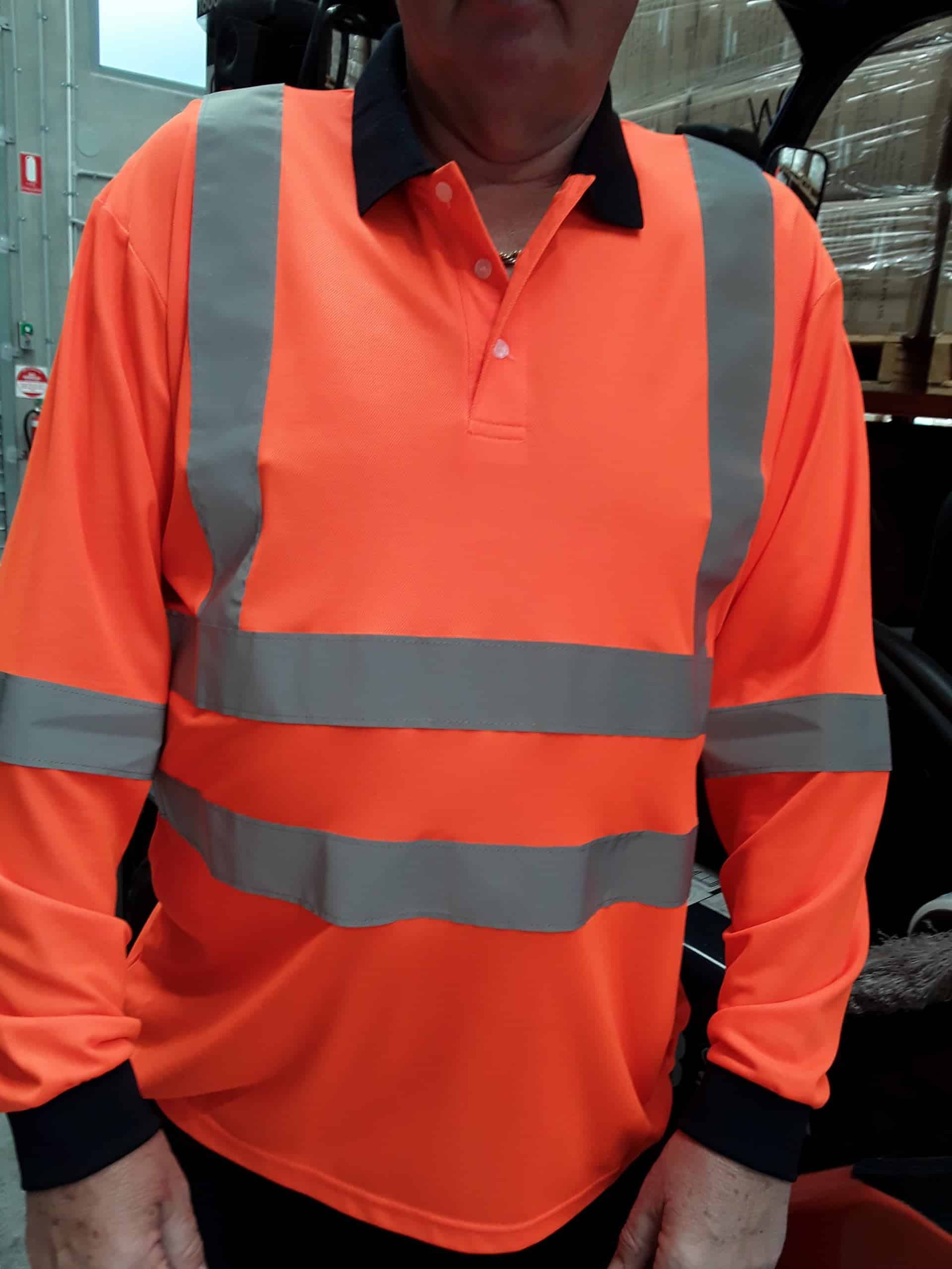 Men's Bamboo Long Sleeve Hi-Vis Polo Shirt