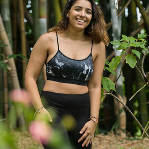 Black Marble Bamboo Sports Bra